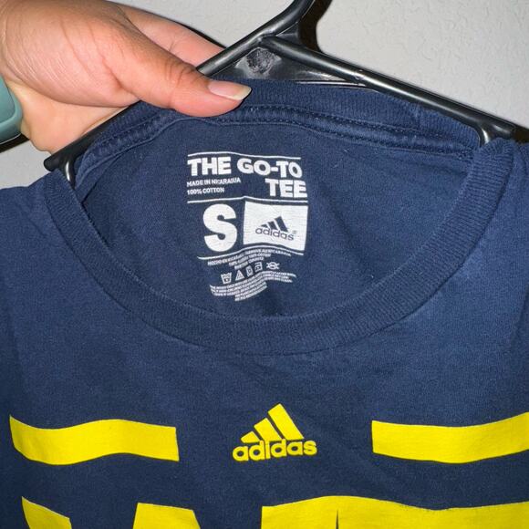 Adidas Michigan Wolverines 'We On' T-Shirt Small Unisex 100% Cotton Blue/Maize - Picture 3 of 6